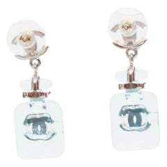 CHANEL B23S Cocomark frasco de perfume acrílico azul CC logotipo estrella pendientes pin Pareja
