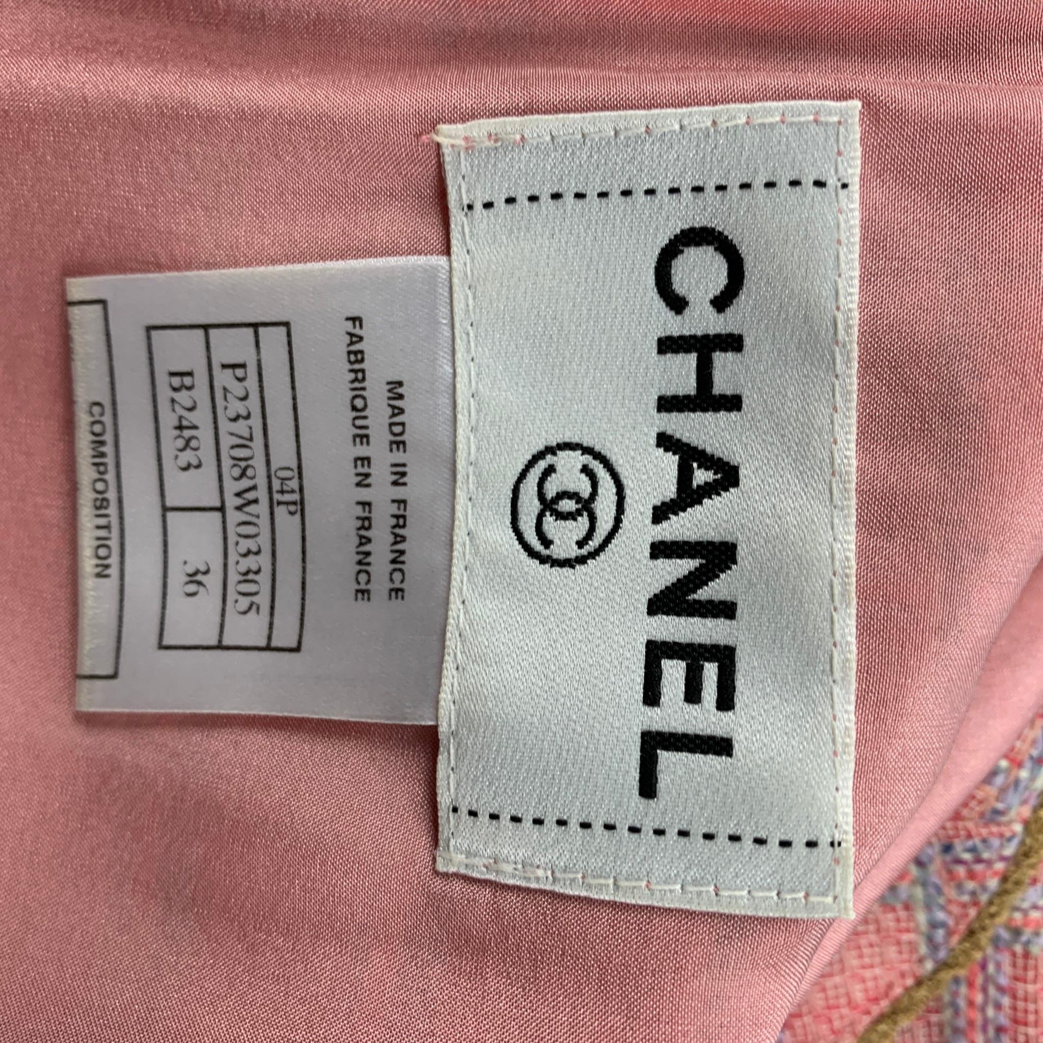 CHANEL B2483 04P Size 4 Pink Off White Boucle Dress 2 Piece Set 7