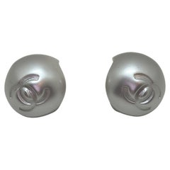 Chanel B25 Large Oversized CC Round Pearl Earrings