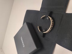 Chanel B25 Logo Alphabet Enamel White Silver Bangle Bracelet