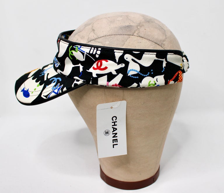 CHANEL Baby Animals Oversized Hat- 2007 Collection Chanel Baby Animals Cotton Print Sun Visor Hat circa 2007  main image 2