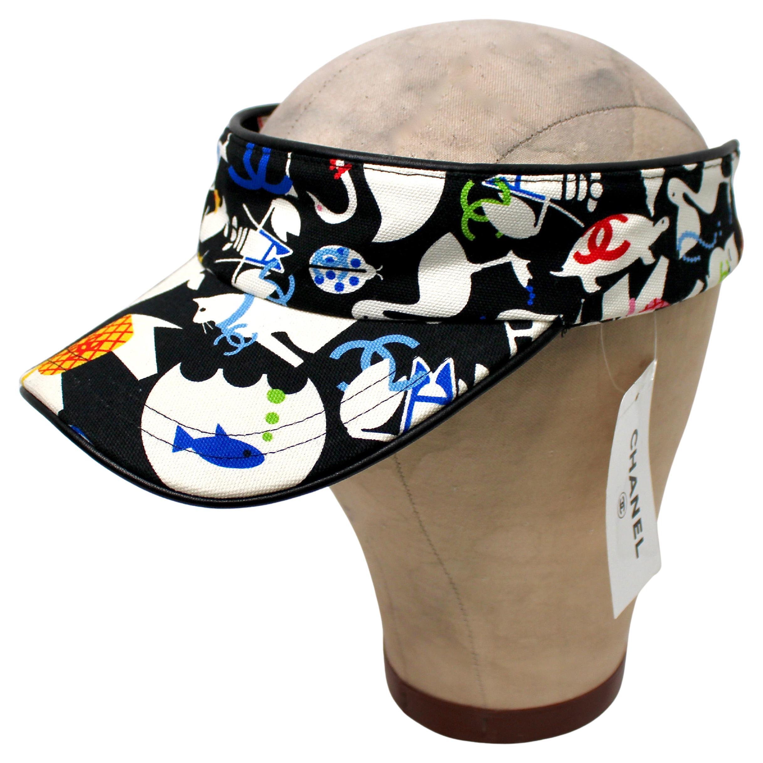 Chanel Baby Animals Cotton Print Sun Visor Hat circa 2007 For Sale