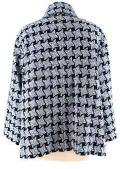 Chanel Baby Blue & Black Oversize-Houndstooth Tweed Jacket - Size US 8