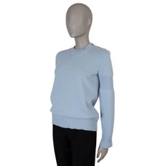 CHANEL baby blue cashmere 15P CC TUNRLOCK Crewneck Sweater 40 M