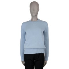 CHANEL baby blue cashmere 15P CC TUNRLOCK Crewneck Sweater 40 M