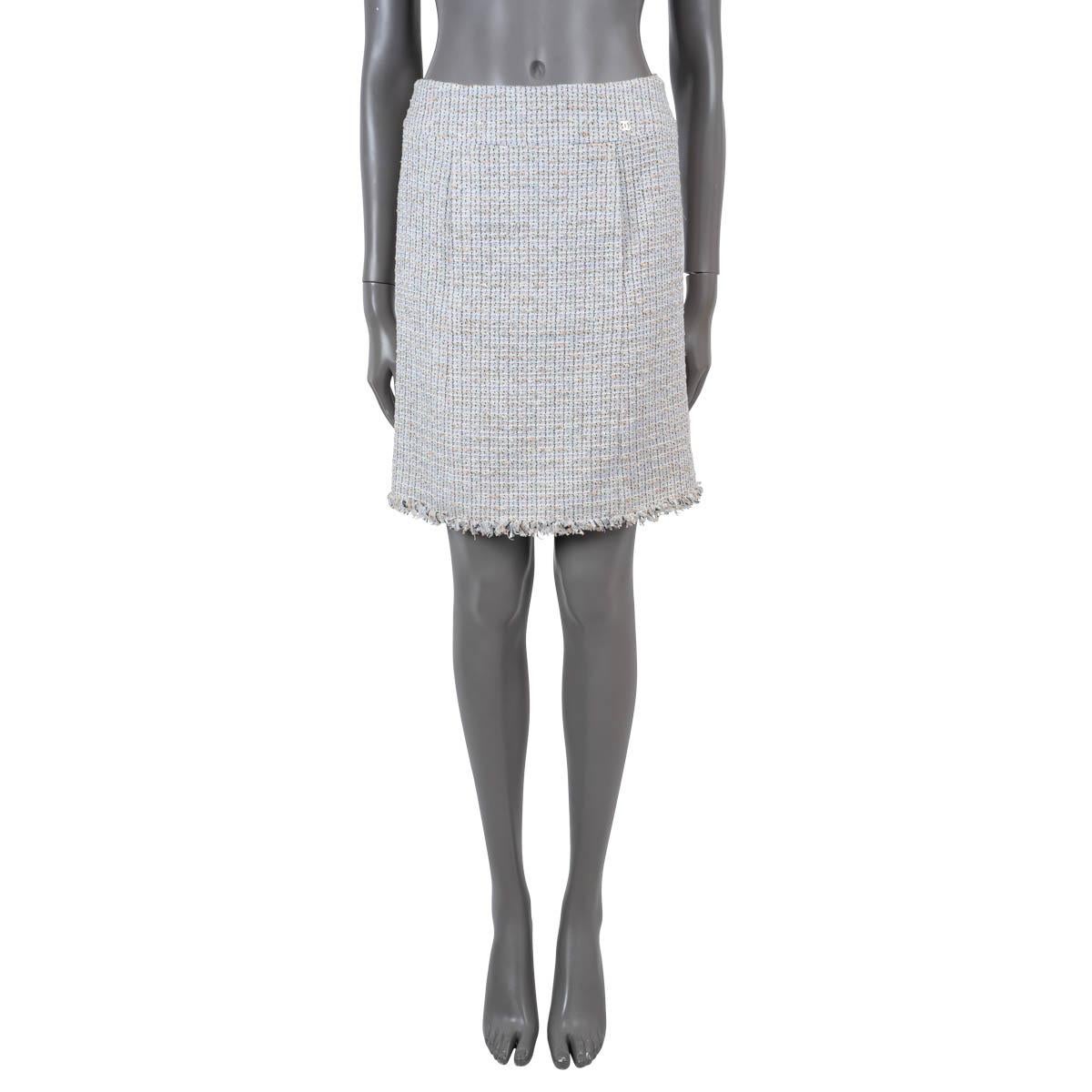 CHANEL baby blue cotton 2004 04P TWEED Skirt 38 S For Sale 1