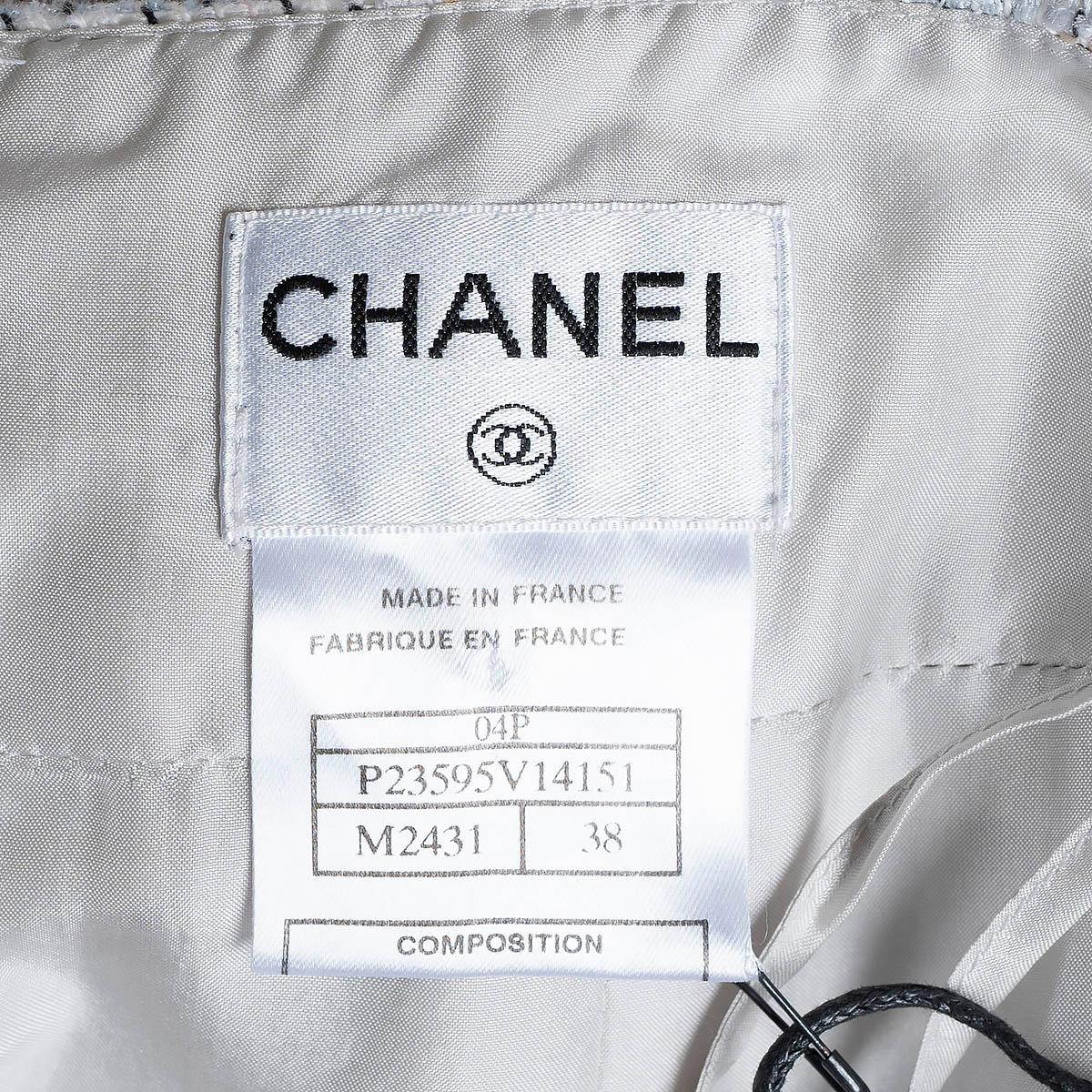CHANEL baby blue cotton 2004 04P TWEED Skirt 38 S For Sale 3