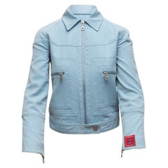 Chanel Baby Blue Identification Cotton Biker Jacket
