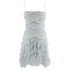 Chanel Mini Vestido de Capas de Gasa de Seda Azul Bebé