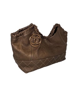 Chanel 2006-2008 Baby Coco Cabas Distressed Bronze Leather Tote Bag