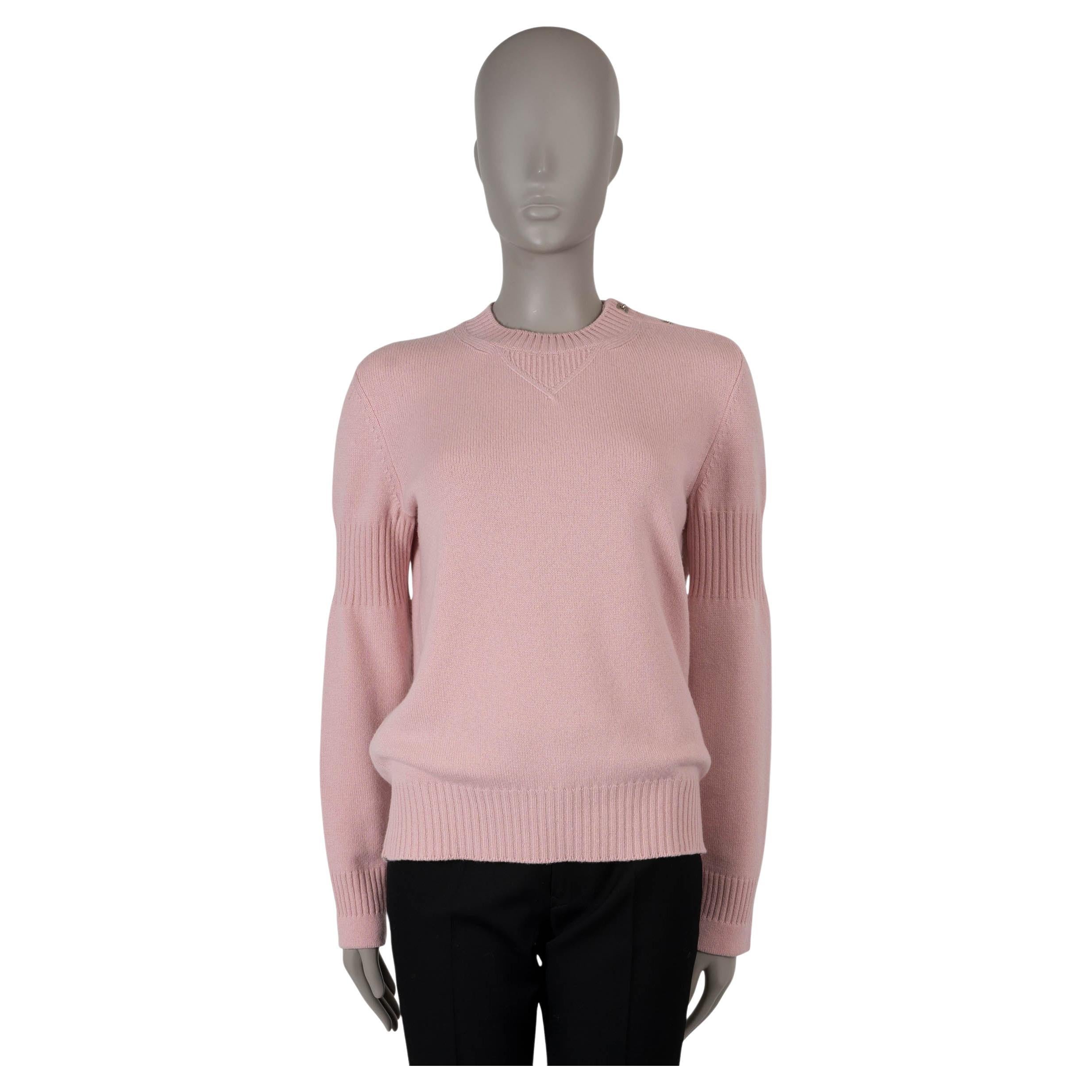 CHANEL baby pink cashmere 15P CC TUNRLOCK Crewneck Sweater 40 M