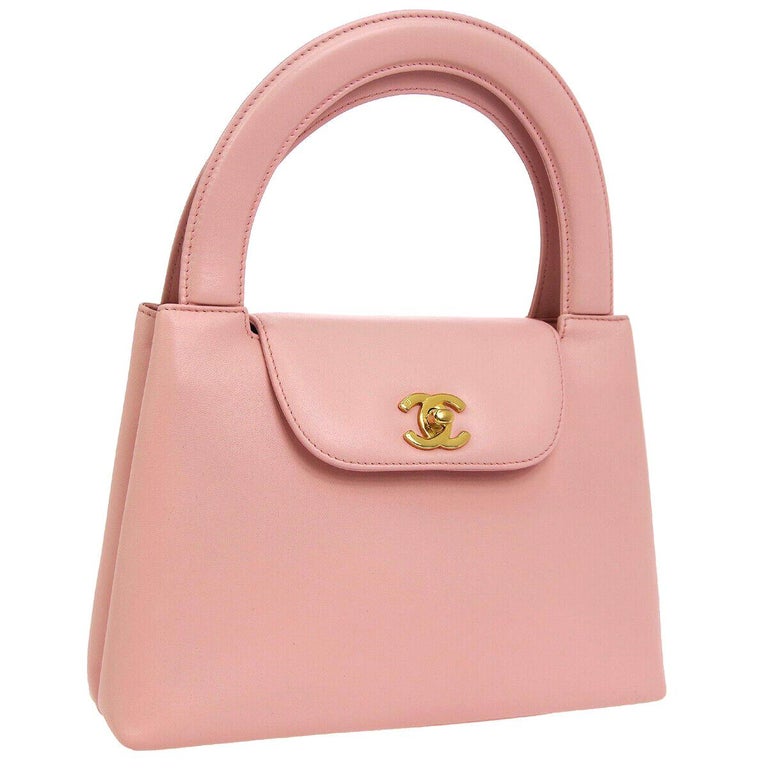Chanel Baby Pink Leather Top Handle Satchel Kelly Style Small Party Evening  Bag at 1stDibs