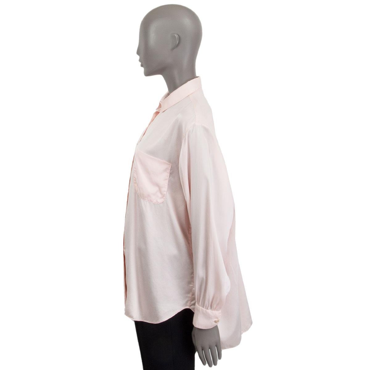 CHANEL baby pink silk Blouse Shirt M to L For Sale at 1stDibs