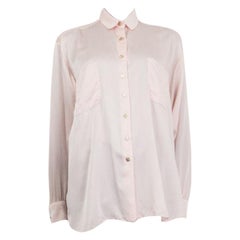 Used CHANEL baby pink silk Blouse Shirt M to L