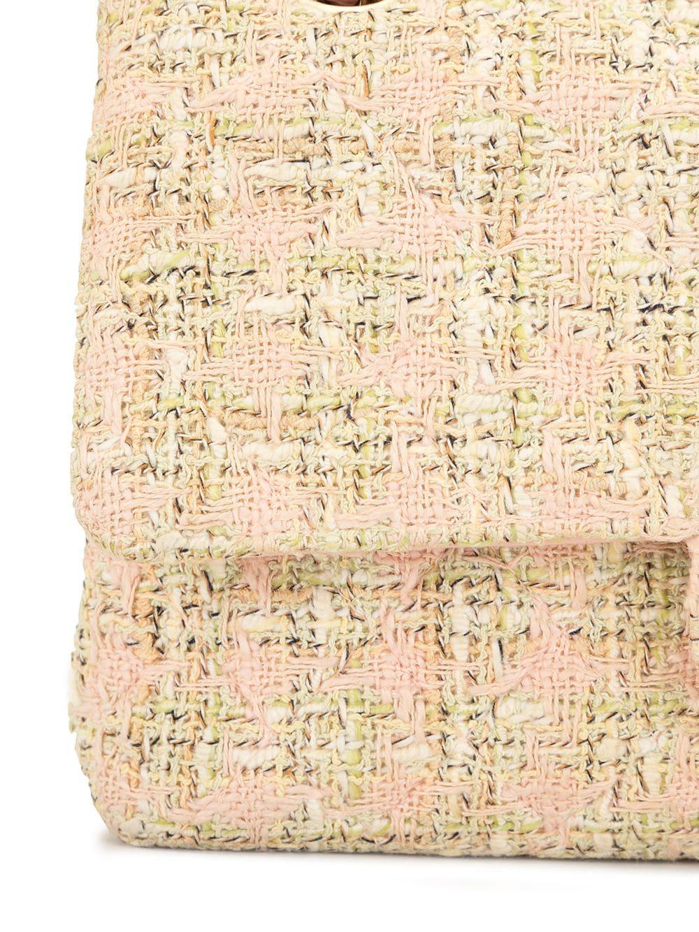 Chanel Baby Pink Tweed Medium Classic Double Flap 2.55 Shoulder Bag For Sale 4
