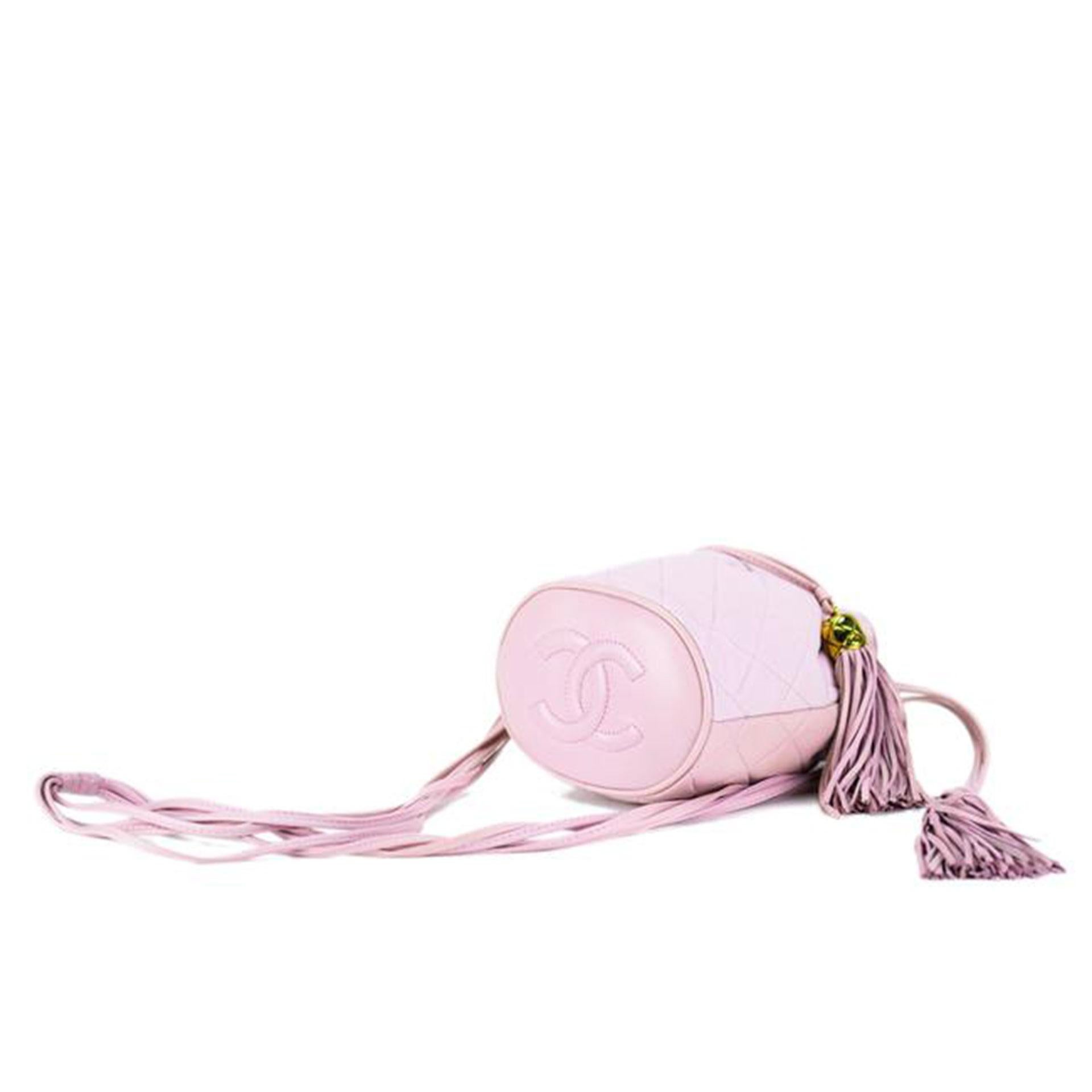 Chanel Baby Soft Pink Mini Drawstring Quilted Tote Bag For Sale 2