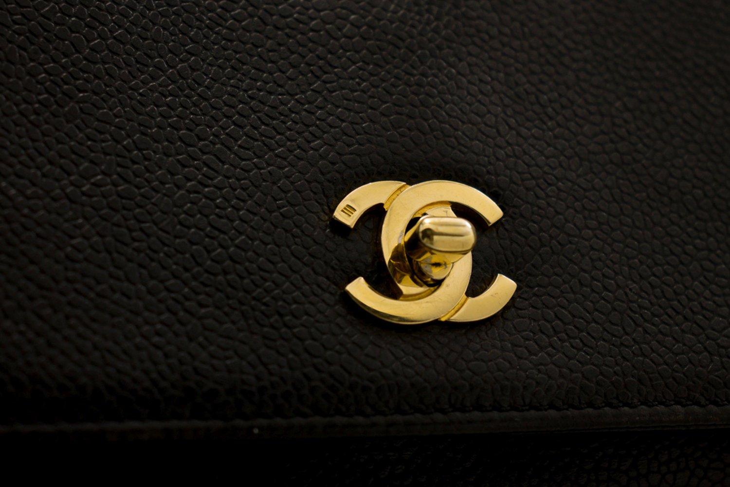 CHANEL Backpack Caviar Triple Coco Flap Leather Black Ruck Gold 8