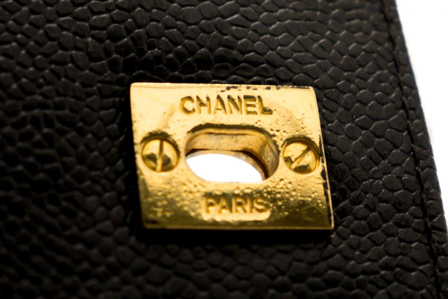 CHANEL Backpack Caviar Triple Coco Mark Leather Black Flap Ruck 9