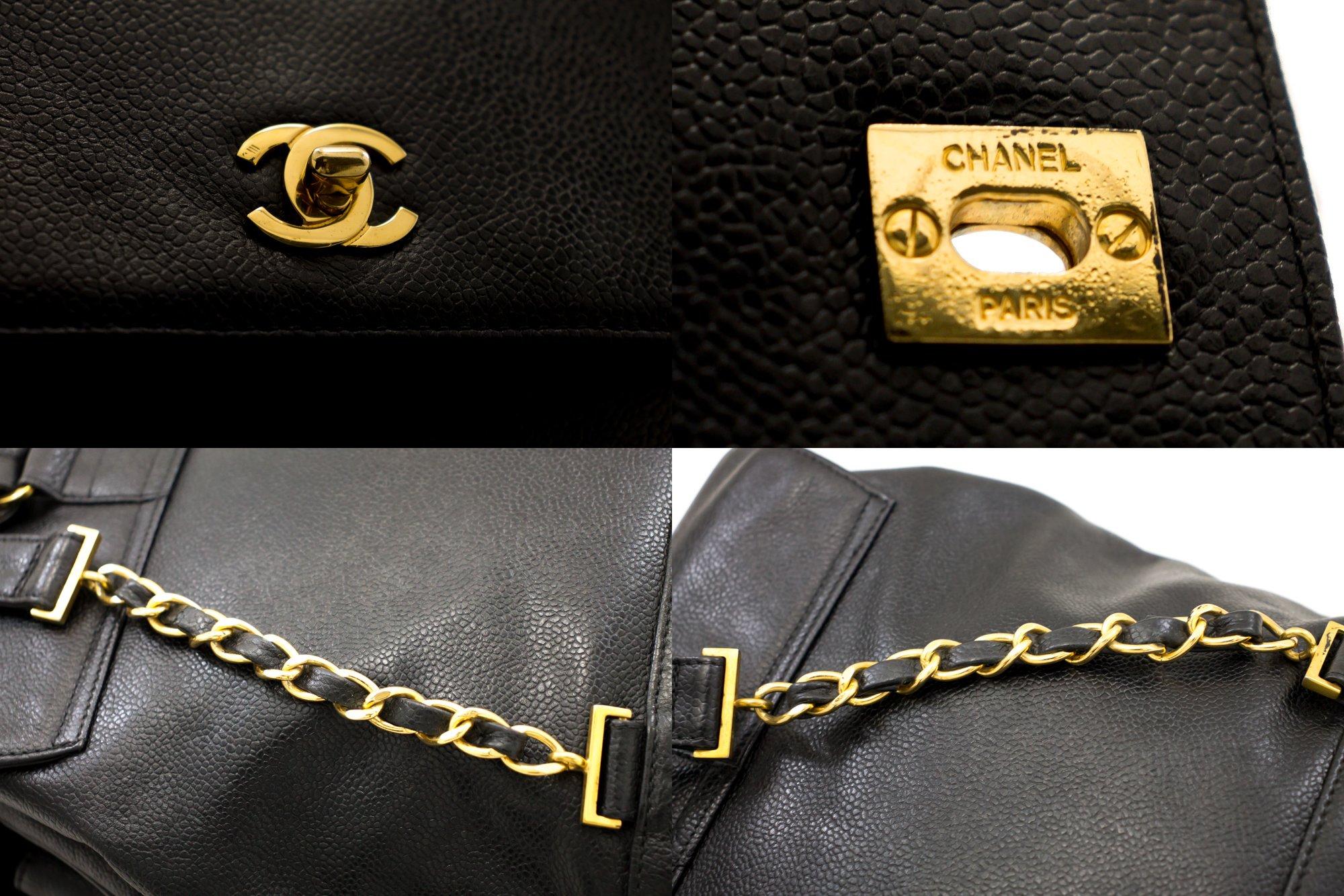 CHANEL Backpack Caviar Triple Coco Mark Leather Black Flap Ruck 3