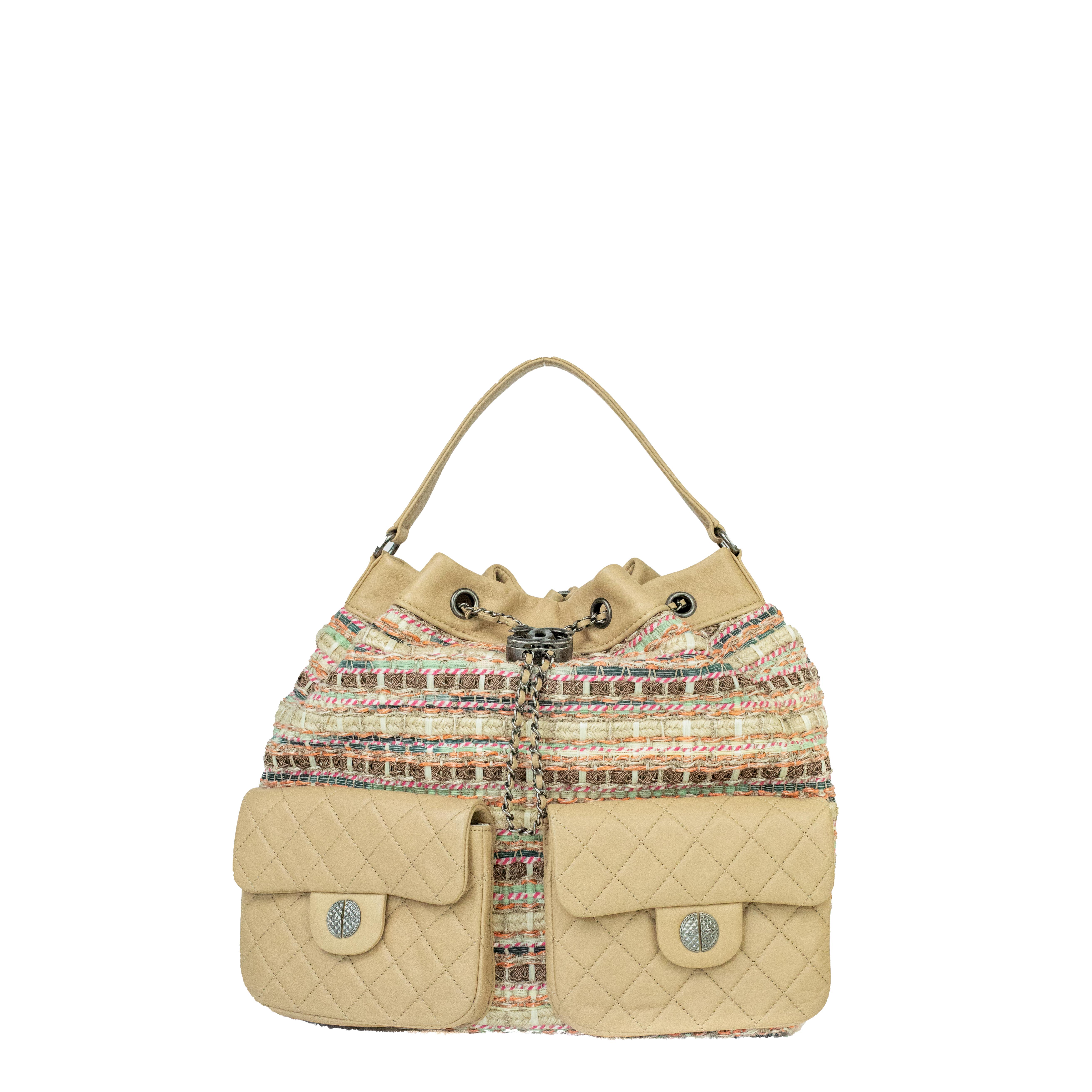 2014 Chanel Beige Canvas Spring 2014 'Act 2' Medium Graffiti Backpack