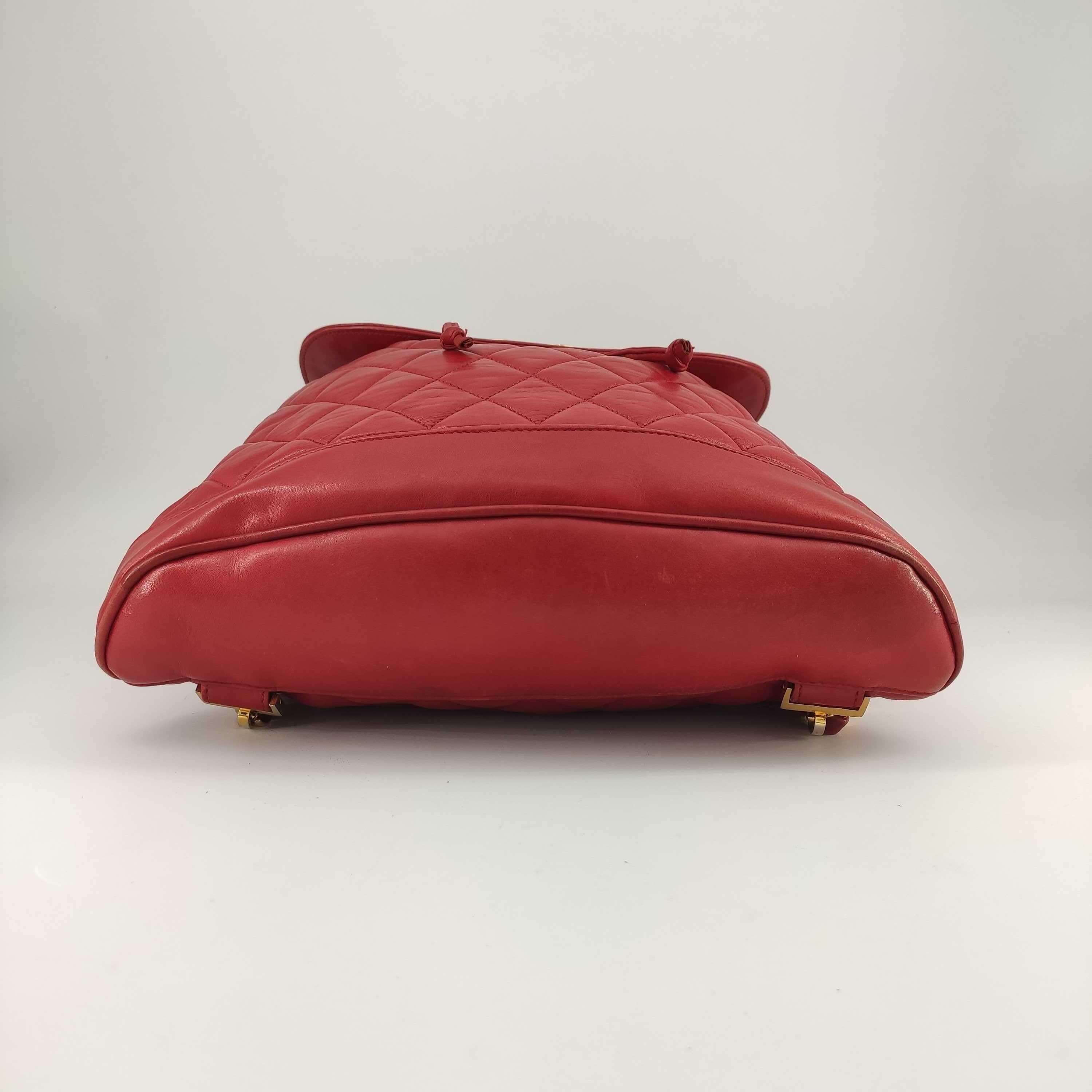 Women's CHANEL Backpack in Red Leather