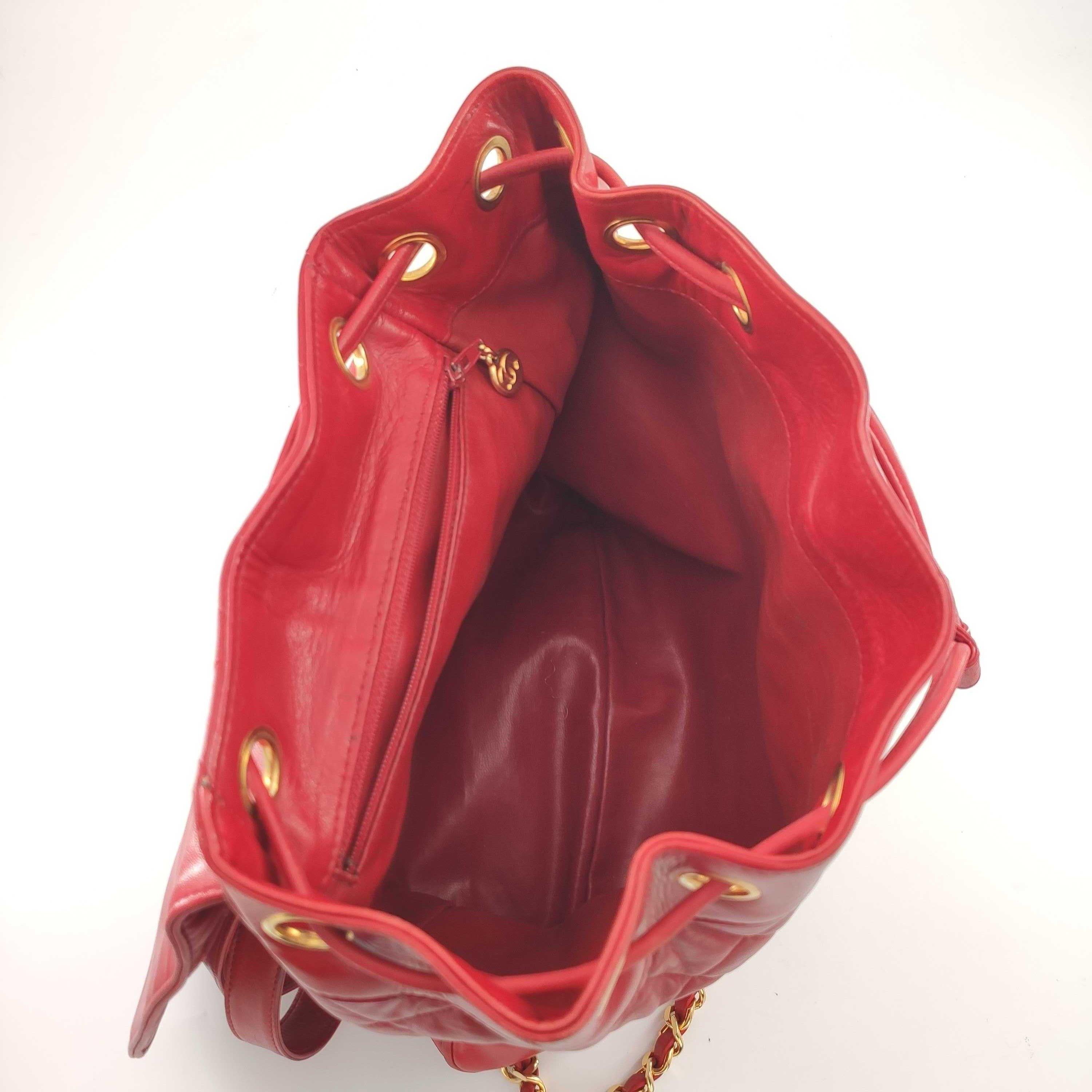 CHANEL Backpack in Red Leather 4