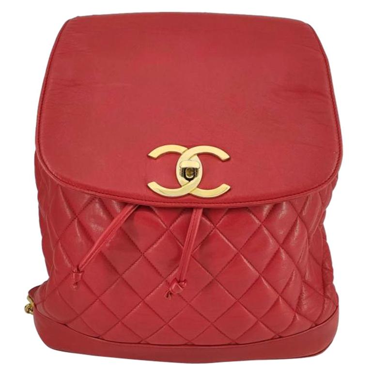 CHANEL Backpack in Red Leather at 1stDibs