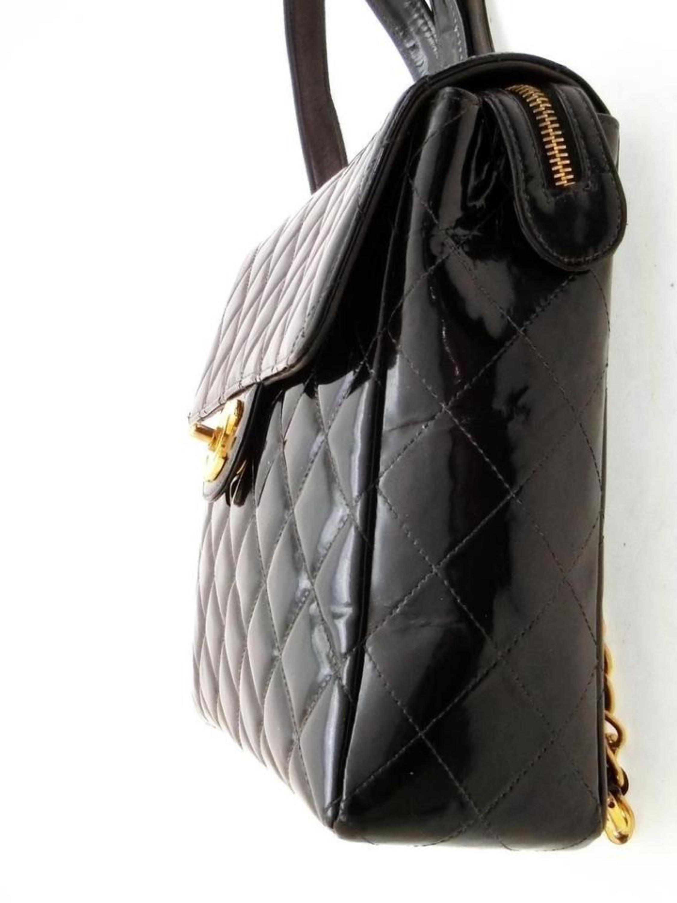 Chanel Backpack Quilted Chain Jumbo Flap 227899 Patent Leather Shoulder Bag For Sale 1