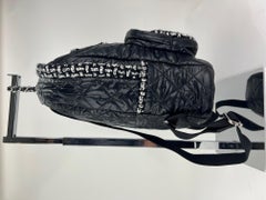 Chanel Rucksack aus gestepptem Nylon und CC-Tweed Schwarz-Weißer Rucksack