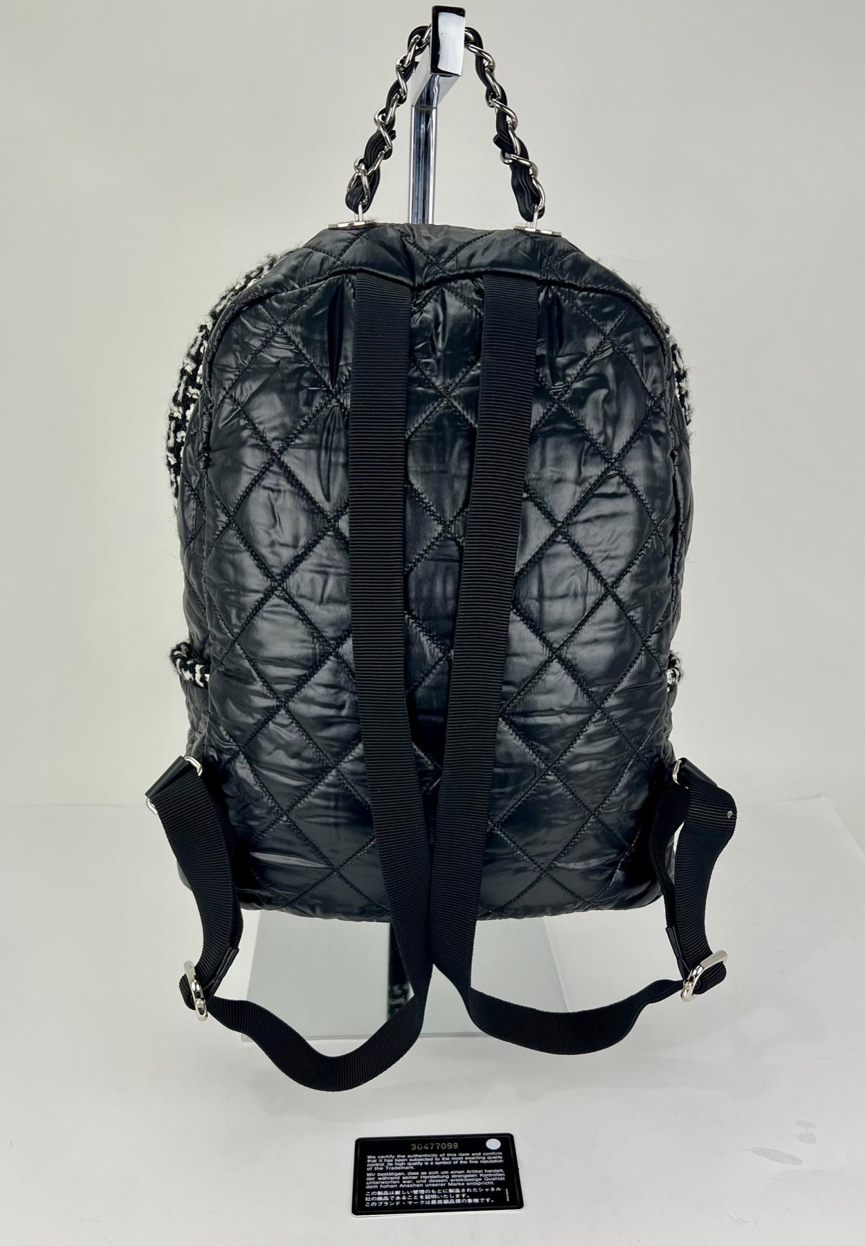 black quilted nylon backpack