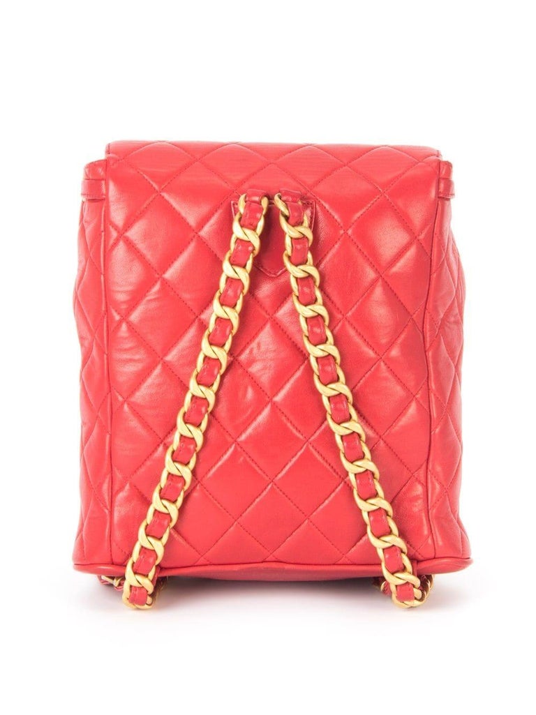 Chanel Backpack Ultra Rare Duma Vintage Red Lambskin ...