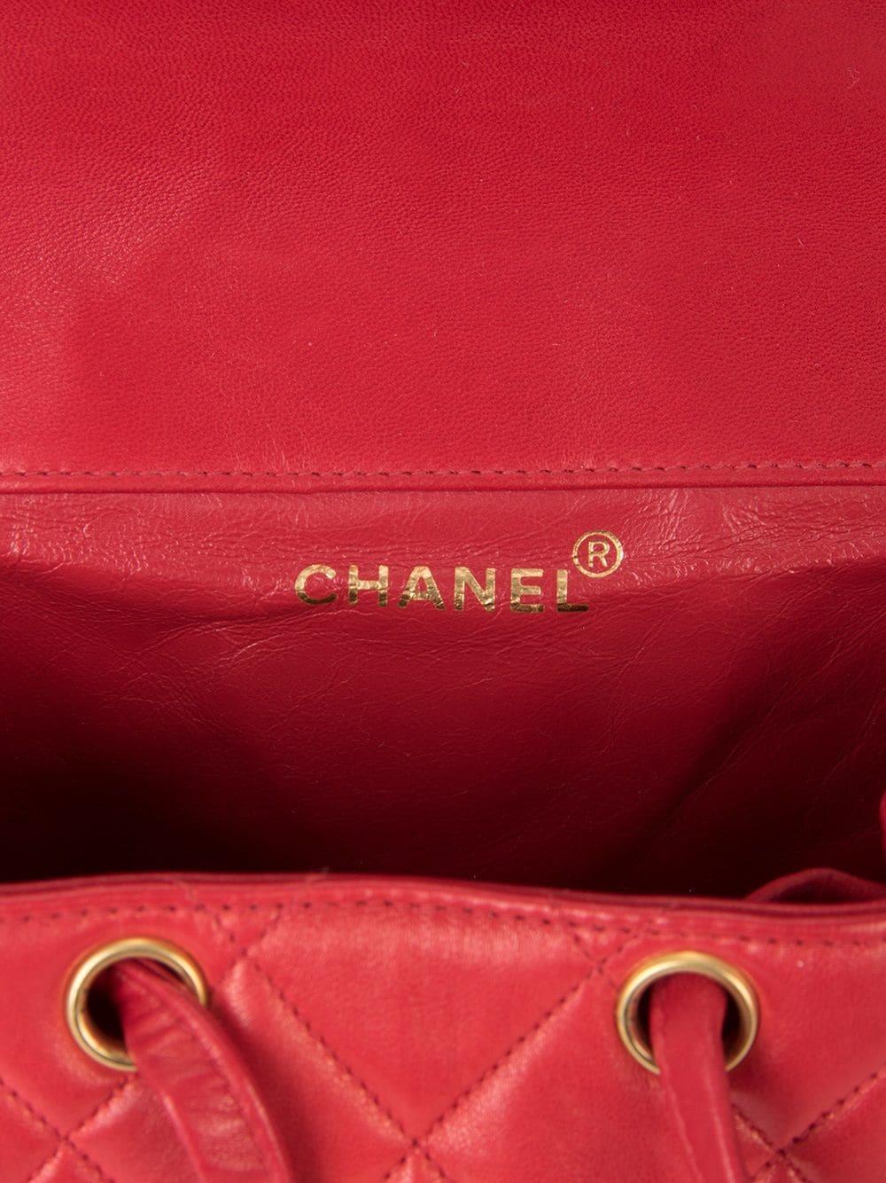 Chanel 1994 Backpack Ultra Rare Duma Vintage Red Lambskin Leather Backpack For Sale 1