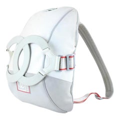 Chanel Backpack (Ultra Rare) Xl Cc Logo Sport 222313 White X Grey Backpack