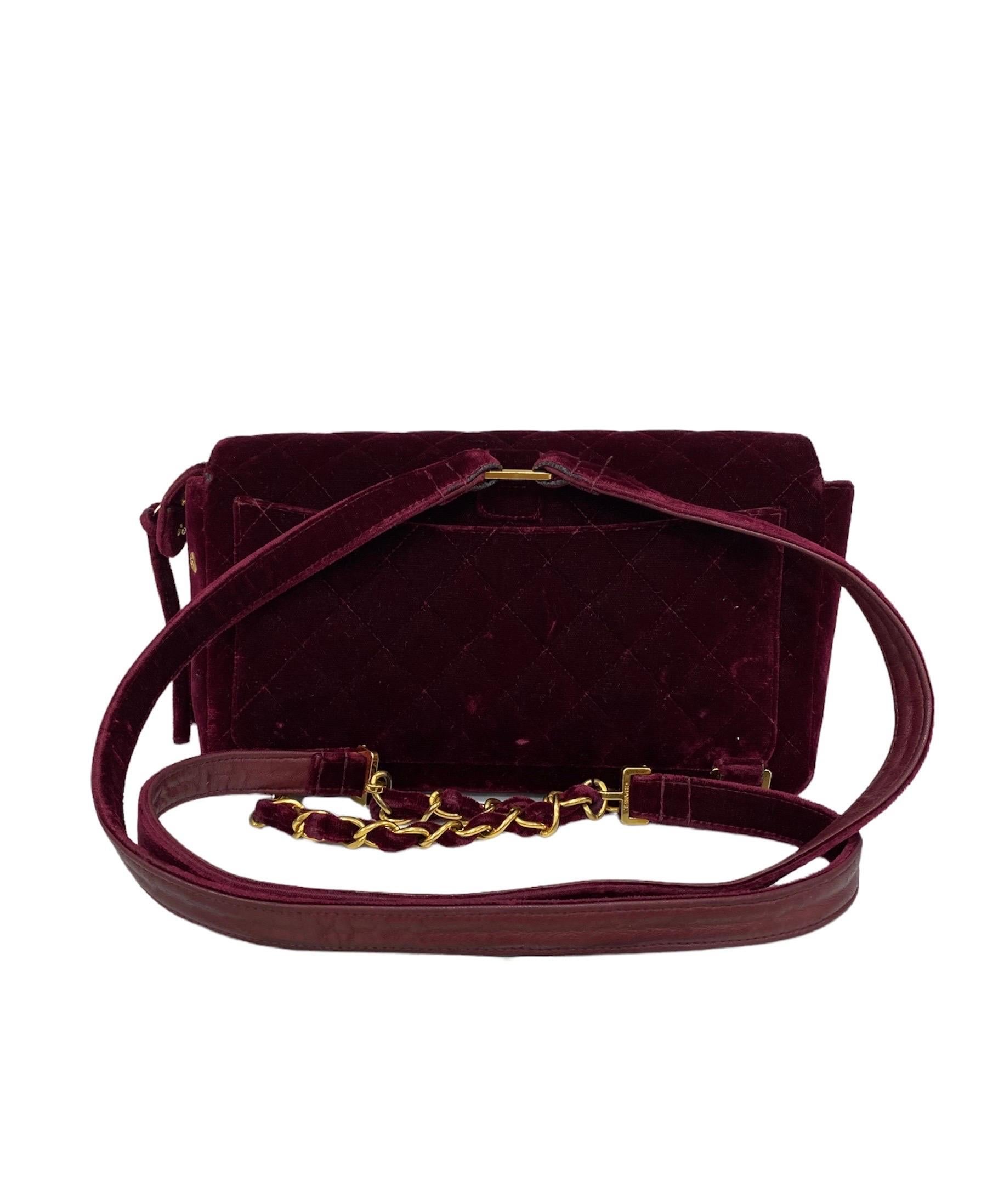 Chanel Backpak Velour Bordeaux Vintage In Good Condition For Sale In Torre Del Greco, IT