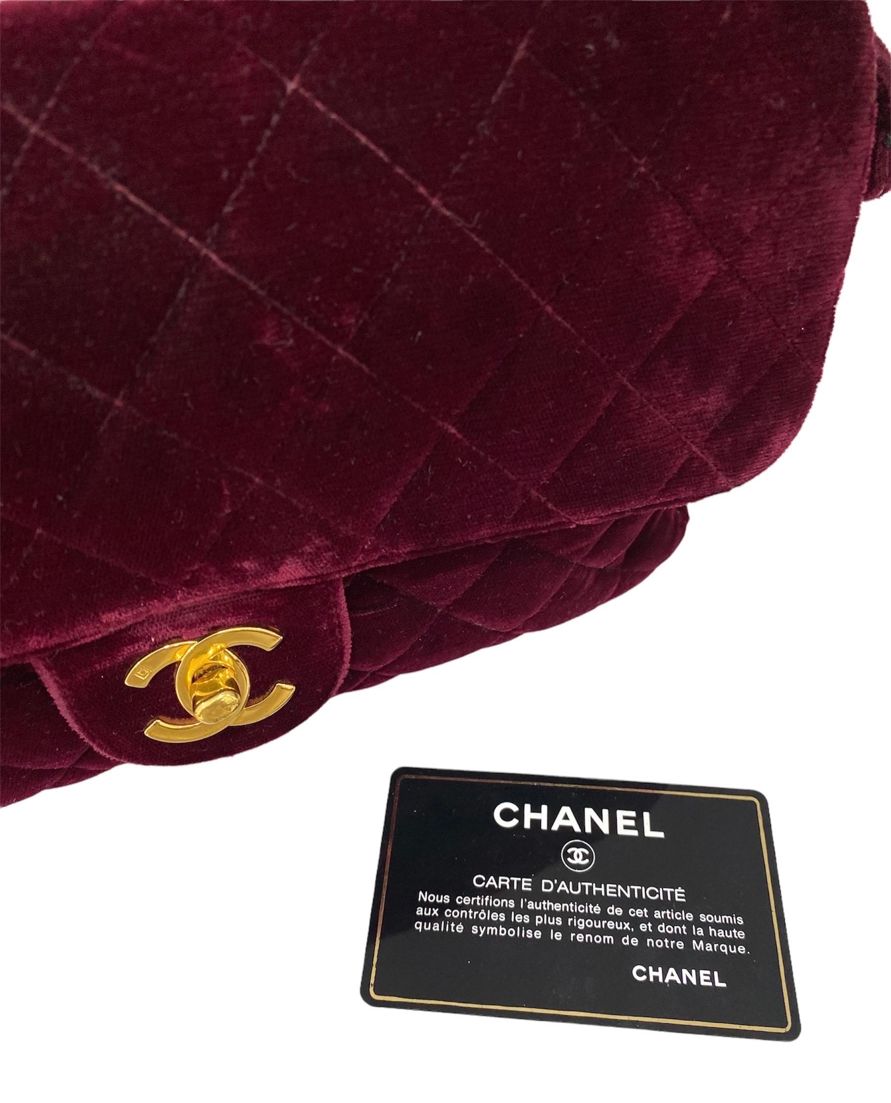 Chanel Backpak Velour Bordeaux Vintage For Sale 4