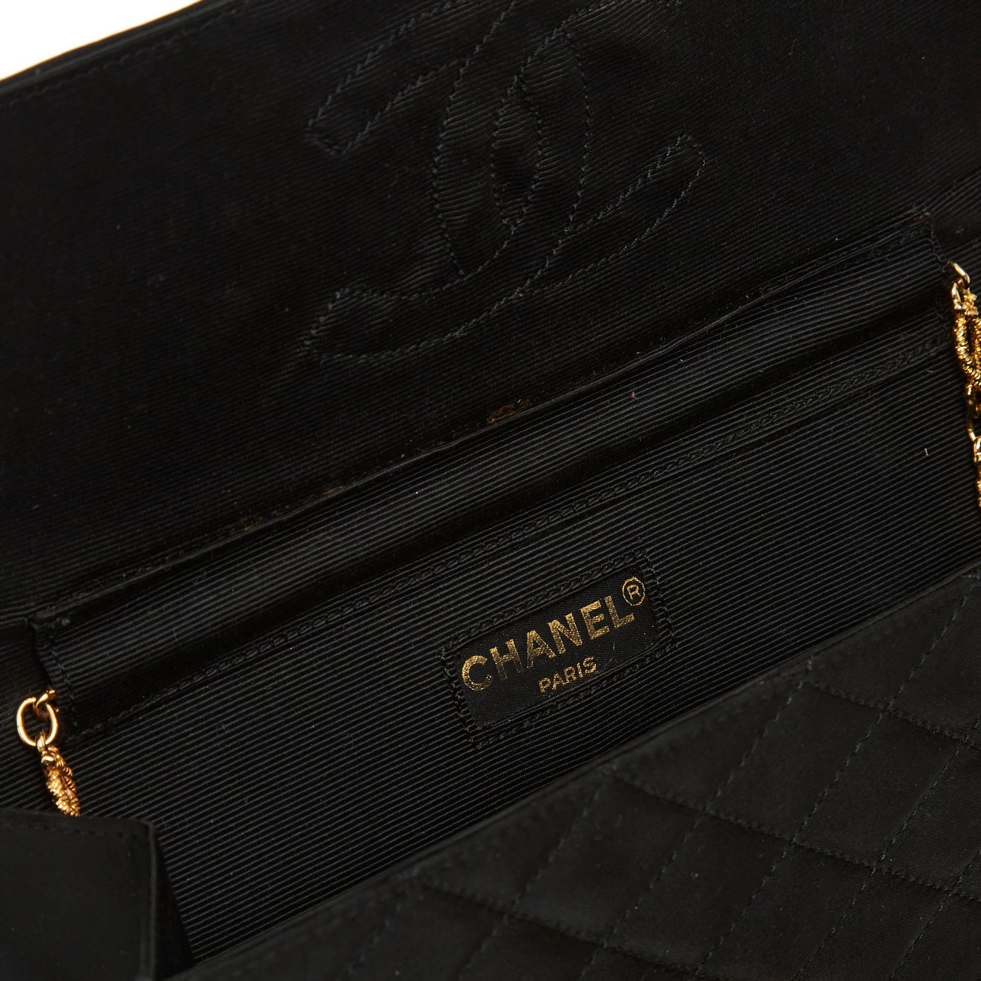 Chanel Bag 1996 Haute Couture Quilted silk satin black  For Sale 4