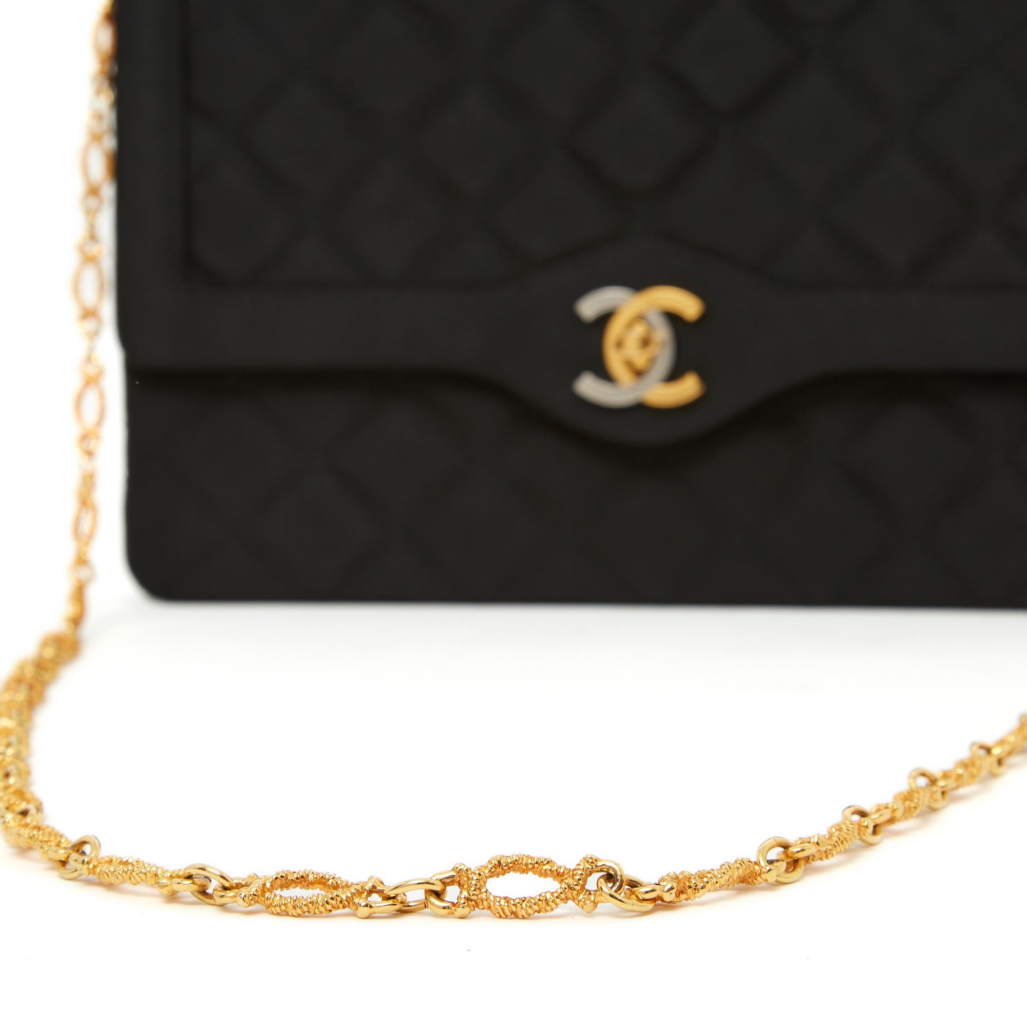 Chanel Bag 1996 Haute Couture Quilted silk satin black  For Sale 5