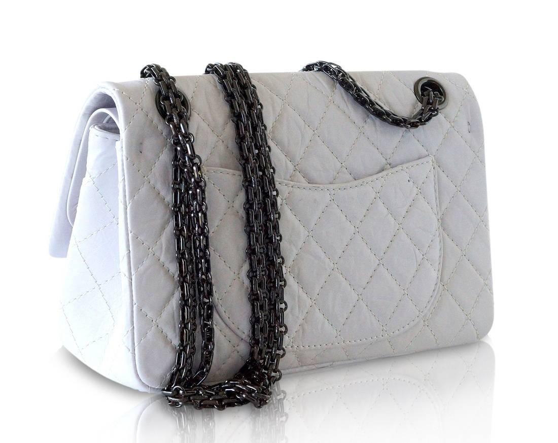 Chanel Bag 2.25 Small Chalk White Distressed Leather Double Flap 2