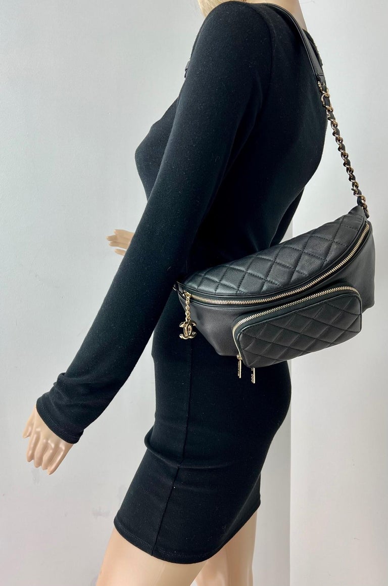 CHANEL Bag Caviar Quilted Black Leather Business Affinity Waist Bum Bag For  Sale at 1stDibs