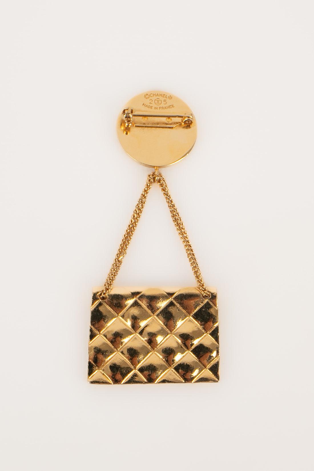 Chanel 'Bag' Golden Metal Brooch In Excellent Condition For Sale In SAINT-OUEN-SUR-SEINE, FR