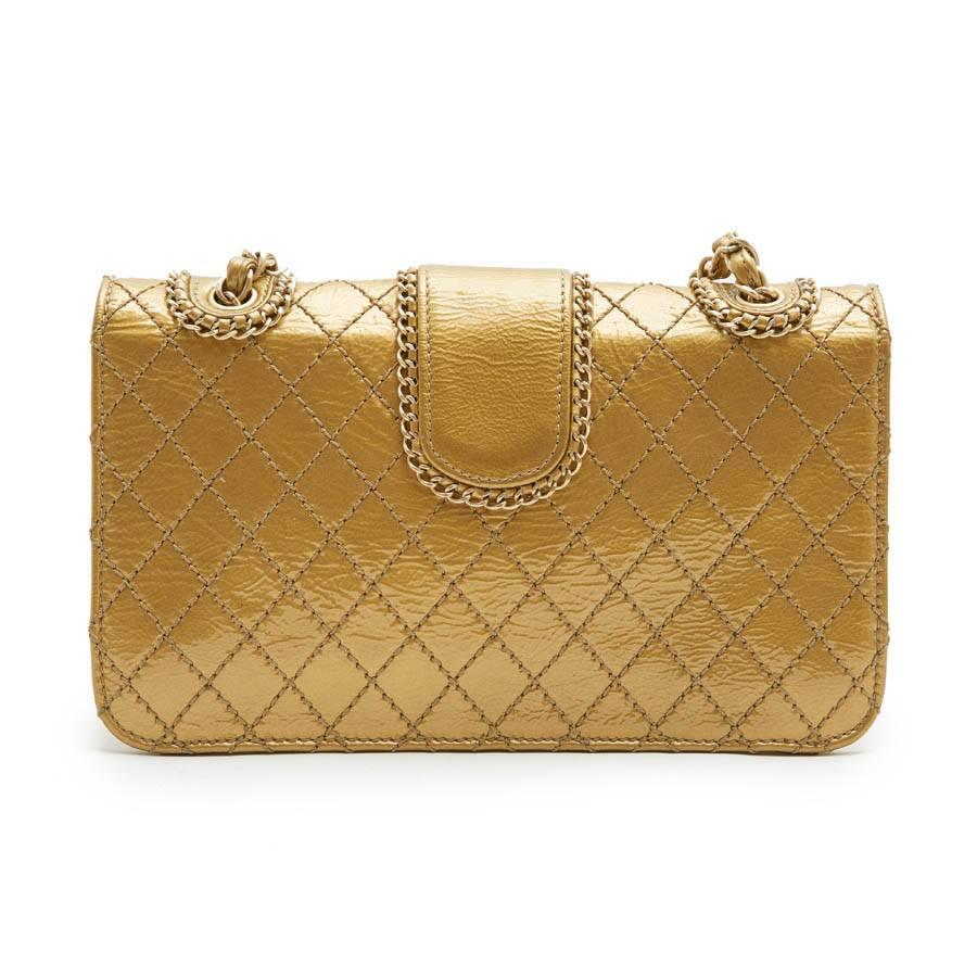 Brown CHANEL Bag in Aged Gold Color Patent Leather