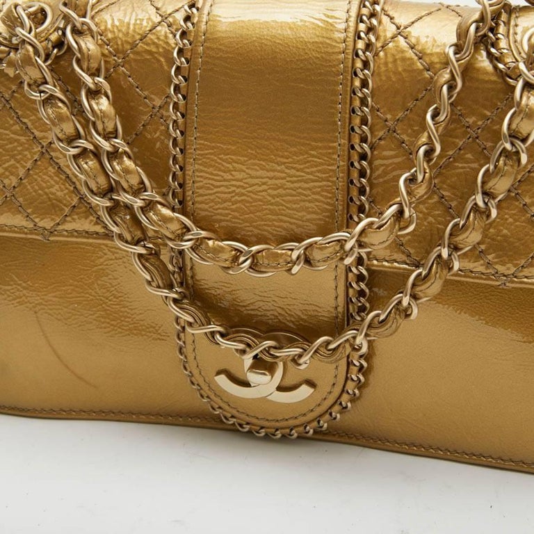 CHANEL Bag in Aged Gold Color Patent Leather at 1stDibs