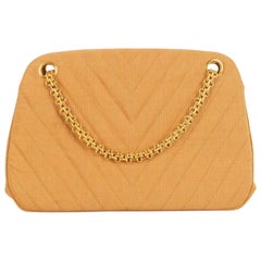 Vintage Chanel Bag in Fabric with Gold Metal Chain