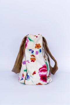 Chanel Bag in Floral Canvas with Gold-Tone Handles