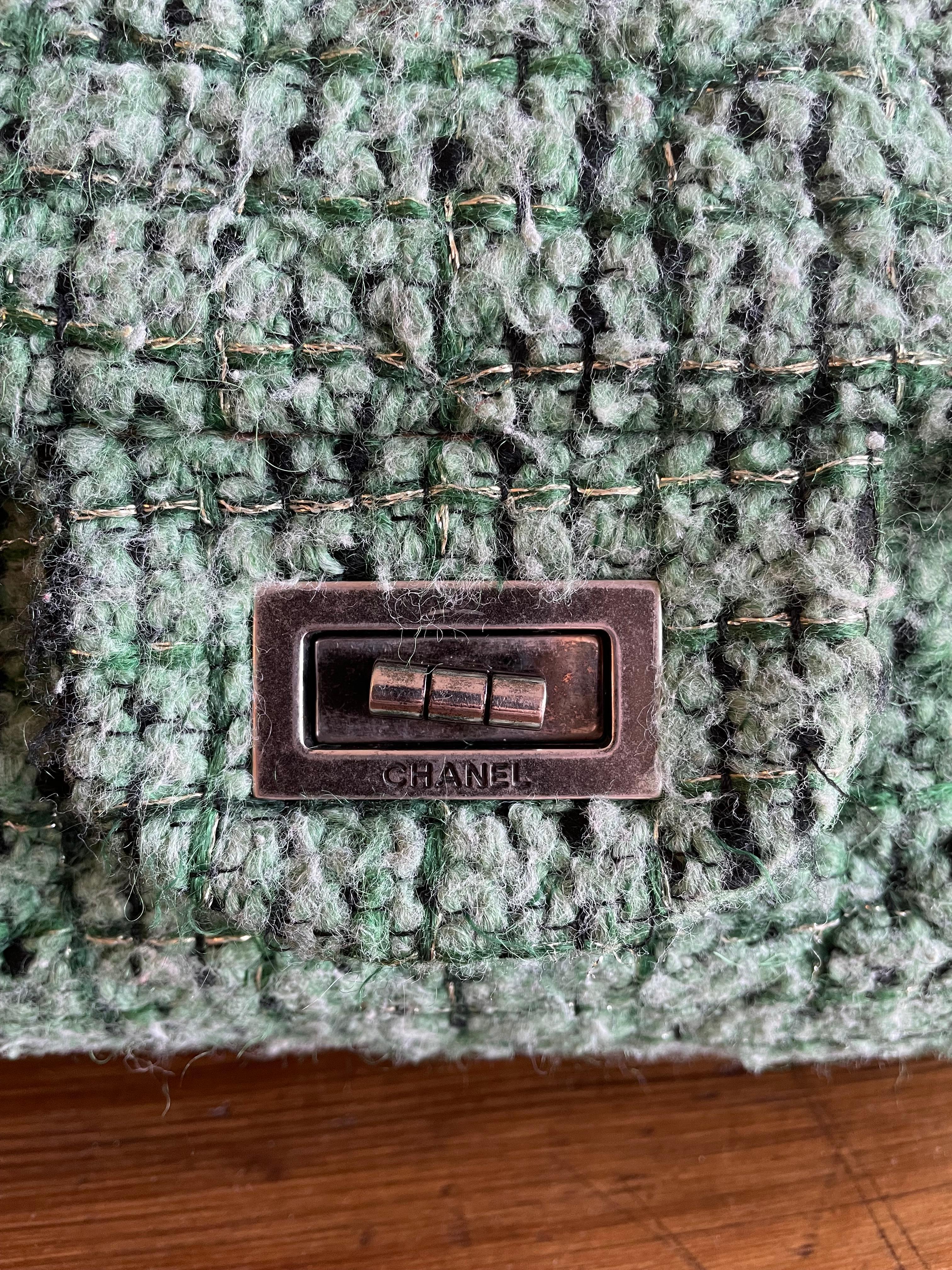 chanel tweed bag green