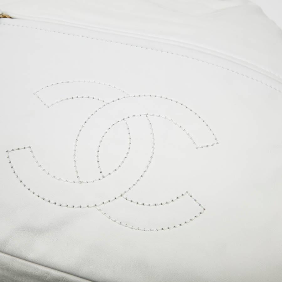 Chanel White Smooth Lamb Leather Bag  6