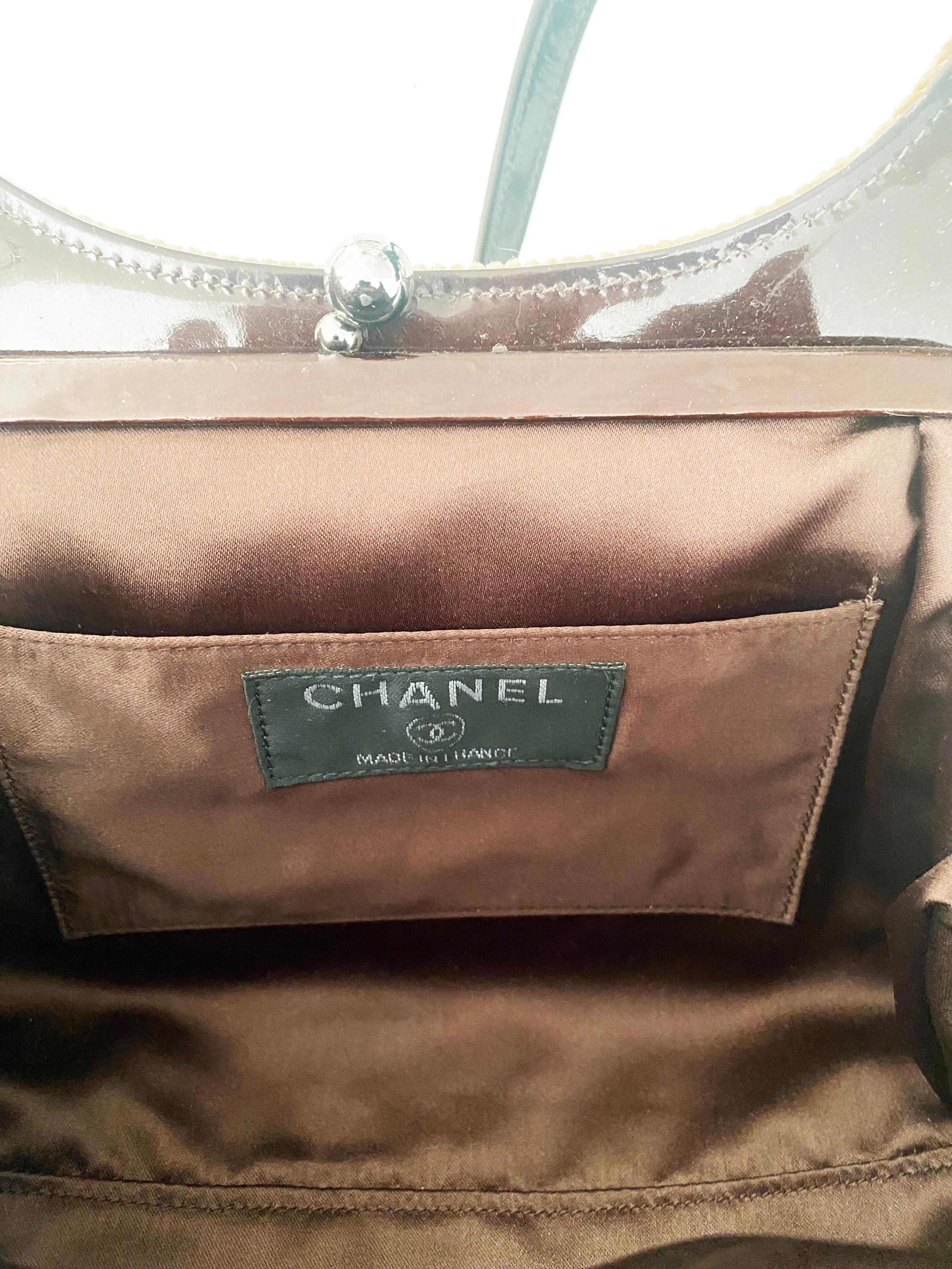 Chanel bag  Light brown velvet and brown  For Sale 2