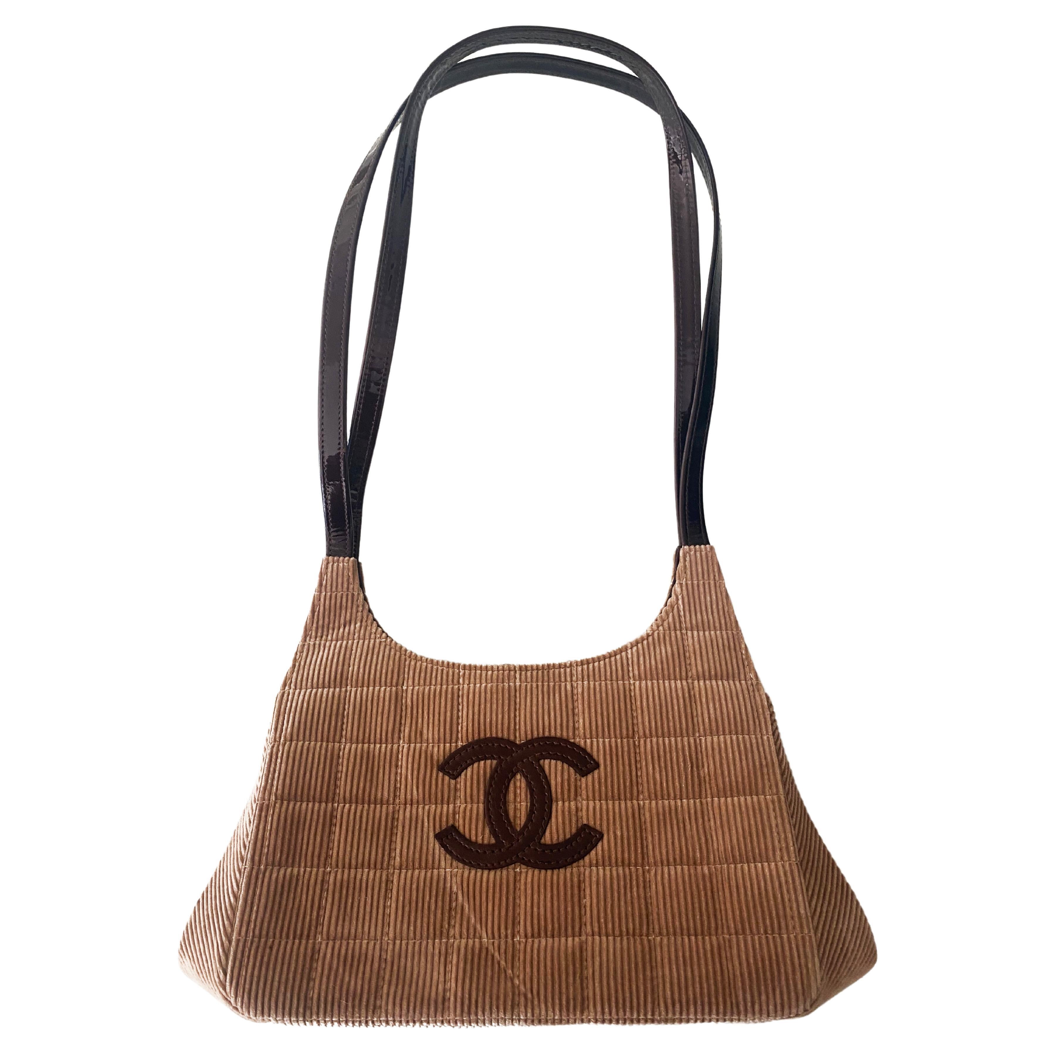 Chanel bag  Light brown velvet and brown  For Sale
