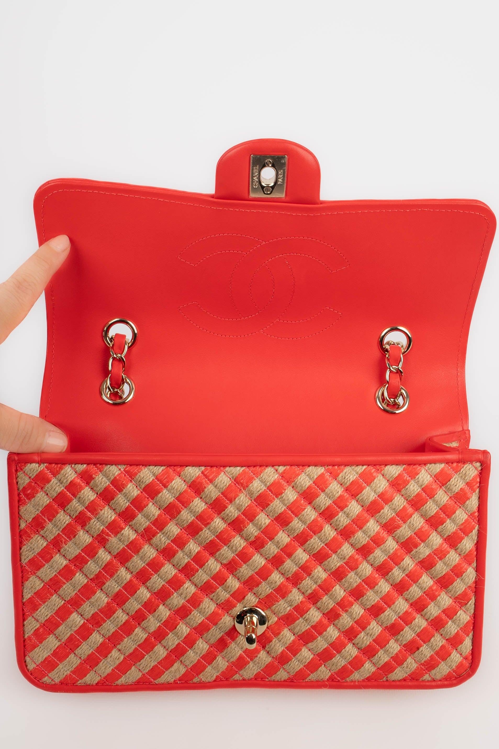 Chanel Bag of Natural Rope, Vermilion Raffia and Leather, 2021 For Sale 5