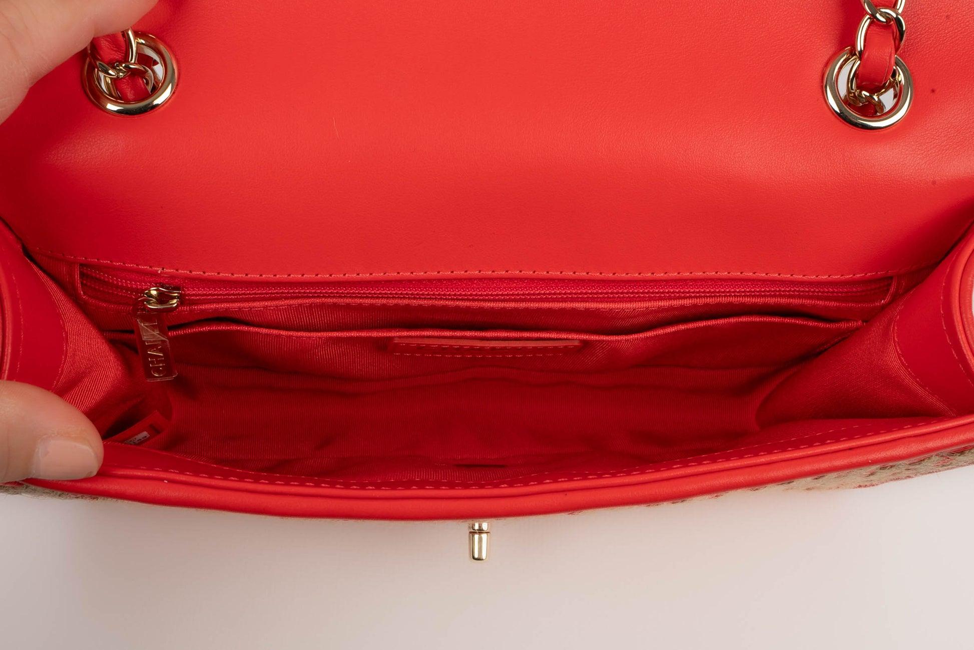 Chanel Bag of Natural Rope, Vermilion Raffia and Leather, 2021 For Sale 6
